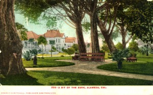 A bit of the Park, Aalmeda, California, mailed 1915     